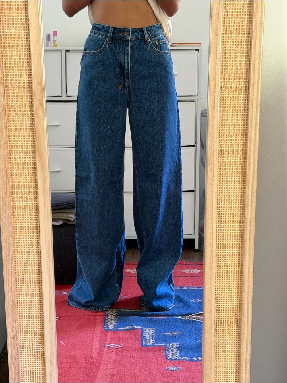 NEW Ksubi Dark Blue Wide Leg High-Rise Denim Jeans